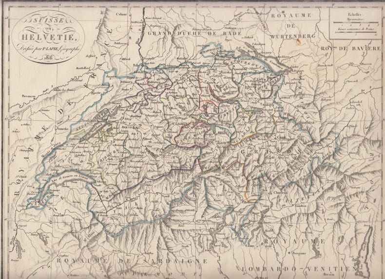 SUISSE, ou, Helvetie 1816 - Carte g&eacute;ographique. Lapie, Pierre