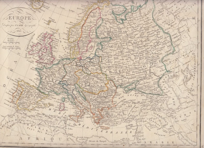 Europe 1813 - Carte g&eacute;ographique. Lapie, Pierre