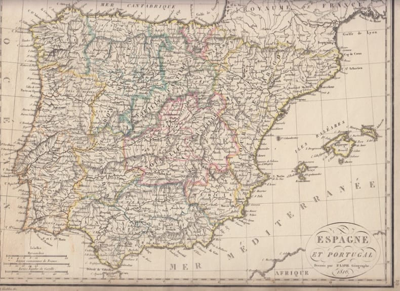 ESPAGNE et PORTUGAL   - Carte g&eacute;ographique. Lapie, Pierre