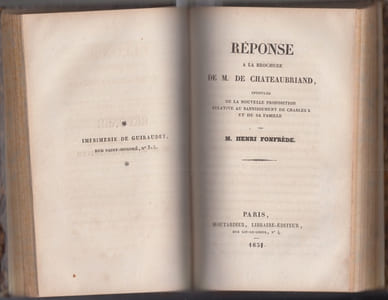 MELANGES : De la nouvelle proposition relative au bannissement de Charles X et de,sa famille. , ou suite de mon dérnier écrit : de la Réstauration et de la Monarchie élective ,etc- Recueil factice de plaquettes titré brochures- Recueil de divers Mémoires.