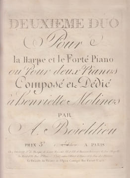 Deuxieme Duo pour la harpe et forté piano ou pour 2 pianos composé et dedié a Henriette Mominos,. BOIELDIEU François Adrien;