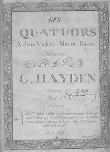 Six Quatuors a deux Violino Alto et Basse composés par G. Hayden. Oeuvre 17e.-
