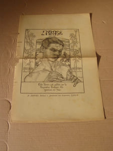 L'Image.Revue littéraire et artistique ornée de figures sur bois.- Edition originale de la collection complète de L'image, parue entre 1896 et 1897. Numéro spécimen (1896) + 12 numéros (décembre 1896 à novembre 1897) brochés,sur papier vélin,avec les doubles couvertures ,dernier plat à écusson qui manque souvent; couv.generale dépliante illustrée et gravée par PEYAT et ANGST, conservée.