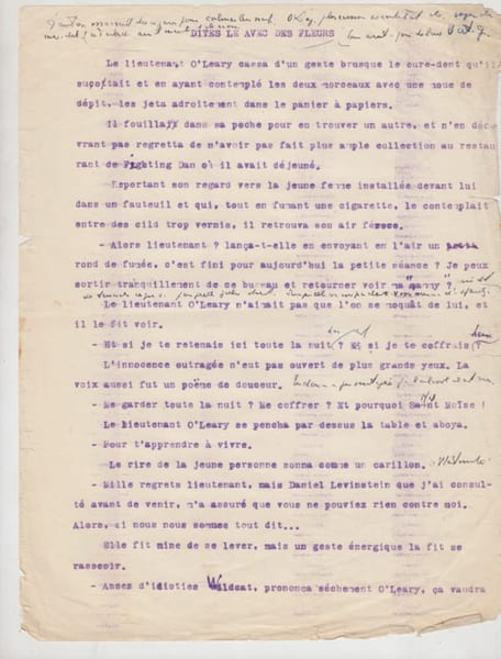 DITES LE AVEC DES FLEURS, nouvelle polici&egrave;re - TAPUSCRIT corrig&eacute; ; avec corrections autographes. RICHTER (Charles de).