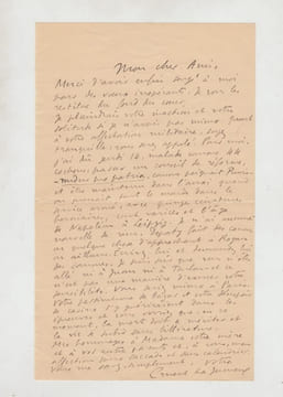Lettre manuscrite autographe signée,adressée à Charles de Richter -Lettre autographe signée à Charles de Richter,1914 une feuille recto + enveloppe à ...