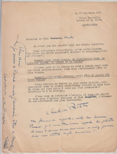 Lettre tapuscrite signée de et à Charles de Richter, par VAN DONGEN