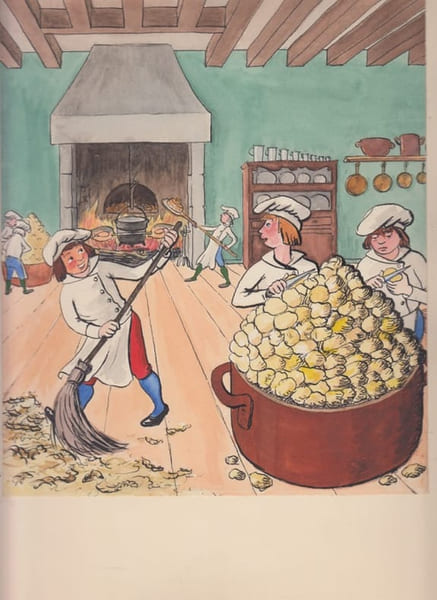 Le Roi et l'Oiseau La Berg&egrave;re et le Ramoneur (1953) dessin d'animation - aquarelle originale ; les cuisiniers ; avec cachet les films Paul Grimault au ...