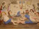 Les 4 mousquetaires vive le vin...- dessin d'animation -  aquarelle originale avec texte manuscrit. Henri Lacam / Paul Grimault
