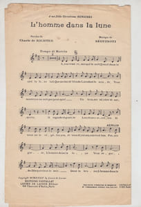L'Homme dans la lune, one-step. Paroles de Charles de Richter. Orchestré par F. Combelle, avec piano conducteur