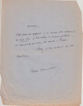 Lettre autographe signée d'Henri Duvernois, Scénariste, écrivain et dramaturge français.;manuscrite signée à Charles de Richter . Henri DUVERNOIS - ...
