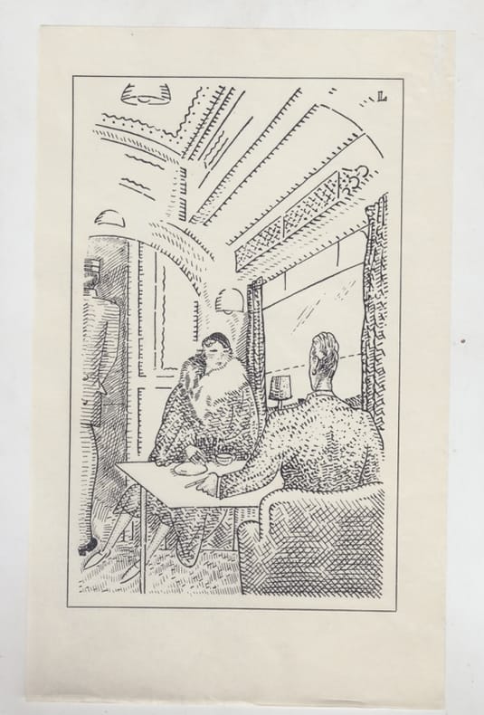 En train, gravure originale de Jean-Émile LABOUREUR,lithographie à la plume. Jean-Emile LABOUREUR -