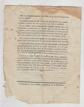 RETABLISSEMENT DE LA STATUE DE HENRI IV - AUX FRANCAIS - souscription. Souscription - RETABLISSEMENT DE LA STATUE DE HENRI IV