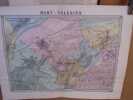 Mont-Valérien,,carte topographique couleurs sur double page dessinée et gravées par EHRARD, tirée de l'Histoire des environs du nouveau Paris.. LA ...