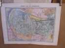 Forêt de St-Germain,,carte topographique couleurs sur double page dessinée et gravées par EHRARD, tirée de l'Histoire des environs du nouveau Paris.. ...