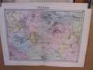  Enghien,,carte topographique couleurs sur double page dessinée et gravées par EHRARD, tirée de l'Histoire des environs du nouveau Paris.. LA ...
