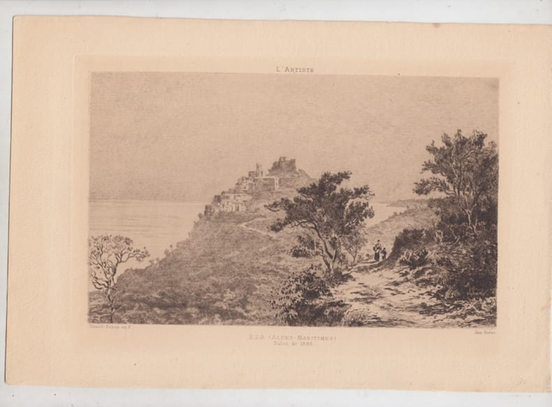 EZA (Eze) - Alpes Maritimes - eau-forte. HUAULT - DUPUY  Valentin Ren&eacute; - aquafortiste