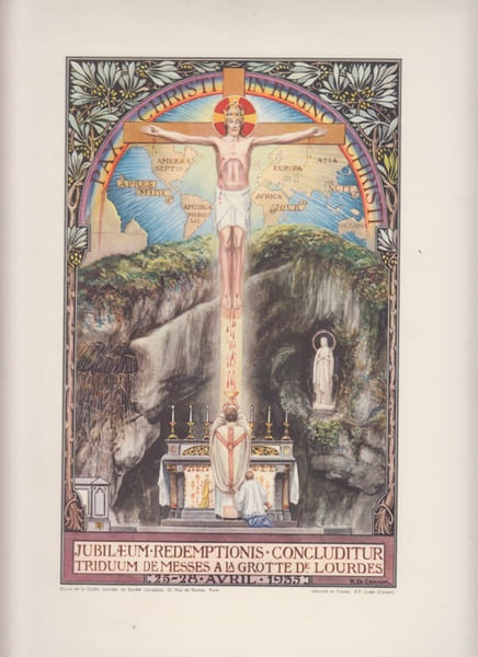 AFFICHE GROTTE DE LOURDES 25-28 avril 1935 Jubilaem. CRAMER