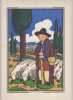 LE PATRE - gravure sur bois en couleur -  santons de Provence gravé par André Filippi,Santonnier-Ymagier.. André Filippi 