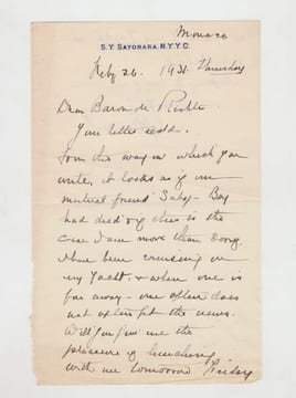 Lettre autographe signée à Charles de Richter,. Anderson, Isabel
