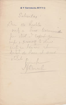 Lettre autographe au crayon signée à Charles de Richter,. Anderson, Isabel