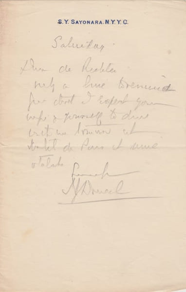 Lettre autographe au crayon sign&eacute;e &agrave; Charles de Richter,. Anderson, Isabel