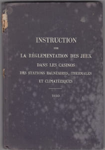 Instruction sur la réglementation des jeux dans les casinos des stations balnéaires, thermales et climatériques