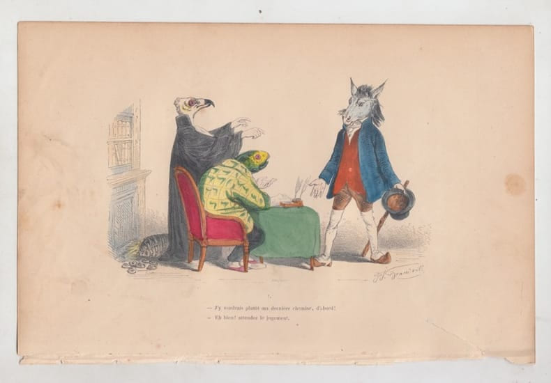 LES METAMORPHOSES DU JOUR : GRAVURE ANCIENNE COULEURS CARICATURE - "J'y viendrais plut&ocirc;t ma derni&egrave;re chemise, d'abord ! eh bien ! attendez le ...