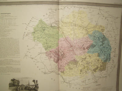 Carte du Département de l' AUBE avec vue de Troyes dréssée par Donnet