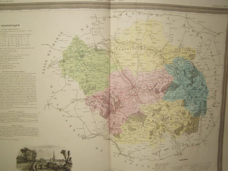 Carte du Département de l' AUBE avec vue de Troyes dréssée par Donnet. Alexis Donnet DONNET ,FREMIN et LEVASSEUR ou DONNET and MONIN