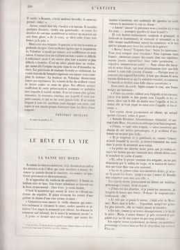 NERVAL (Gérard de). Le Rêve et la vie- L'Artiste, 1855- Edition originale posthume parue en livraison. . NERVAL (Gérard de).L'Artiste, Journal de la ...