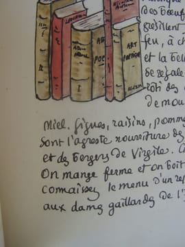 Manuscrit : Le souper d'Auteuil (Nicolas BOILEAU, dit BOILEAU-DESPRÉAUX ), manuscrit autographe inédit ?; avec dessins aquarèllés. LARGUIER Léo - (La ...