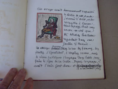 Manuscrit : Le souper d'Auteuil (Nicolas BOILEAU, dit BOILEAU-DESPRÉAUX ), manuscrit autographe inédit ?; avec dessins aquarèllés