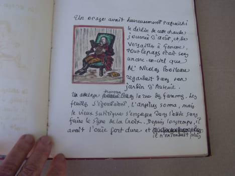 Manuscrit : Le souper d'Auteuil (Nicolas BOILEAU, dit BOILEAU-DESPRÉAUX ), manuscrit autographe inédit ?; avec dessins aquarèllés. LARGUIER Léo - (La ...