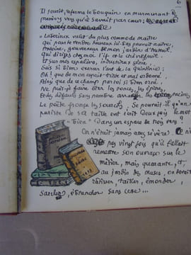 Manuscrit : Le souper d'Auteuil (Nicolas BOILEAU, dit BOILEAU-DESPRÉAUX ), manuscrit autographe inédit ?; avec dessins aquarèllés. LARGUIER Léo - (La ...