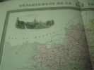 Carte du Département de la LOIRE INFERIEURE avec vue de Nantes  dréssée par Donnet. Alexis Donnet DONNET ,FREMIN et LEVASSEUR ou DONNET and MONIN