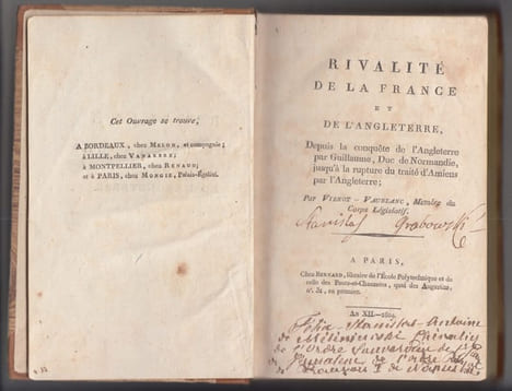 RIVALITE DE LA FRANCE ET DE L'ANGLETERRE DEPUIS LA CONQUETE DE L'ANGLETERRE. VIENOT DE VAUBLANC V.M. (C.te DE)(Fort Dauphin, 1756 - Paris, 1845)