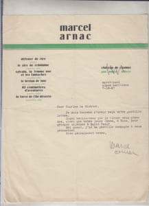 Lettre tapuscrite signée à Charles deRICHTER.