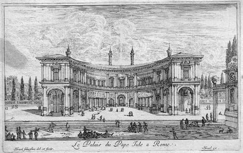 Le Palais du Pape Jule a Rome. Israël Silvestre del. Et fecit. Israël ex.- Eau-forte originale: tirage d'époque