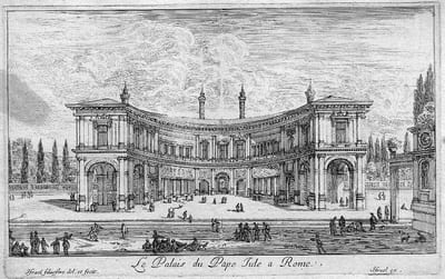 Le Palais du Pape Jule a Rome. Israël Silvestre del. Et fecit. Israël ex.- Eau-forte originale: tirage d'époque