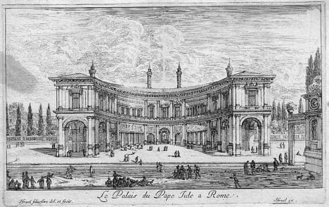 Le Palais du Pape Jule a Rome. Israël Silvestre del. Et fecit. Israël ex.- Eau-forte originale: tirage d'époque. SILVESTRE Israel