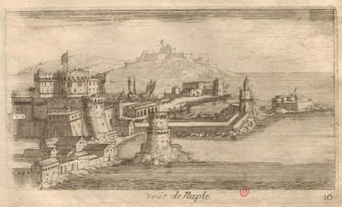 Veuë de Naple - Eau-forte originale; tirage d'époque.