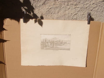 Veuë de Naple - Eau-forte originale; tirage d'époque.