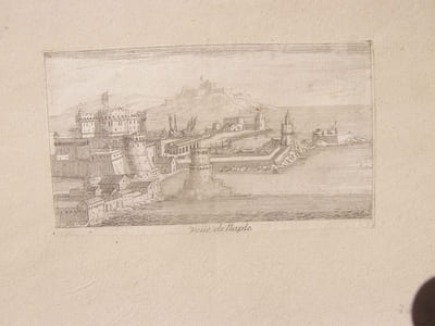 Veuë de Naple - Eau-forte originale; tirage d'époque.