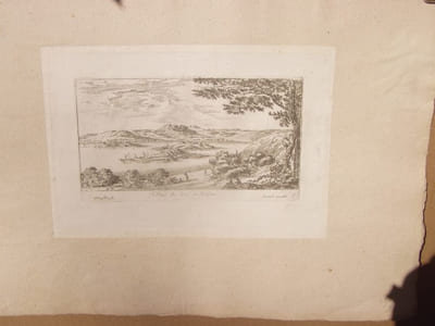 Veuë du Lac de Bolsene (Dans les états du Pape.)- Eau-forte originale; tirage d'époque.