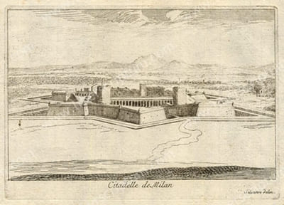 Citadelle de Milan.- Eau-forte originale; tirage d'époque.