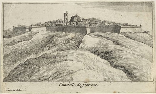 Citadelle de Florence.- Eau-forte originale; tirage d'époque.