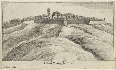 Citadelle de Florence.- Eau-forte originale; tirage d'époque.