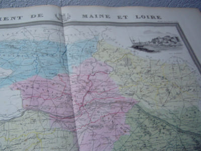 Carte du Département du MAINE et LOIRE avec vue de Angers dréssée par Donnet