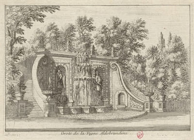 Grotte de la Vigne Aldobrandine. par Israël Silvestre - Grote de la Vigne Aldobrandine.- Eau-forte originale; tirage d'époque.