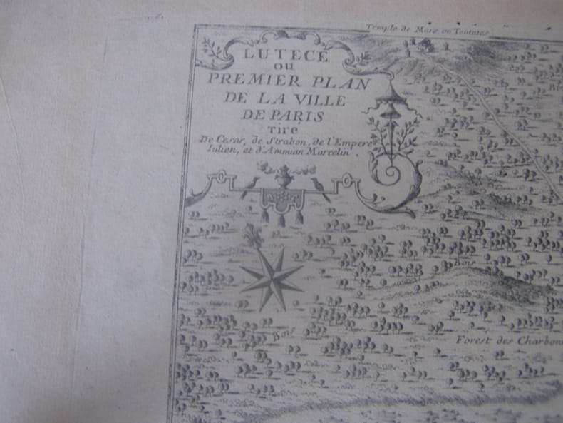 Paris- Lutèce ou premier plan de la ville de Paris par Nicolas de Fer en 1714. Nicolas de Fer